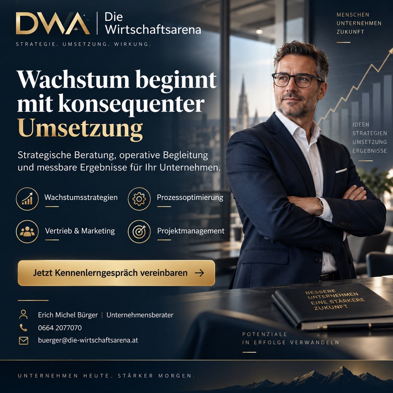 Wachstum beginnt mit konsequenter Umsetzung – Mst. Michel Erich Bürger, Die Wirtschaftsarena